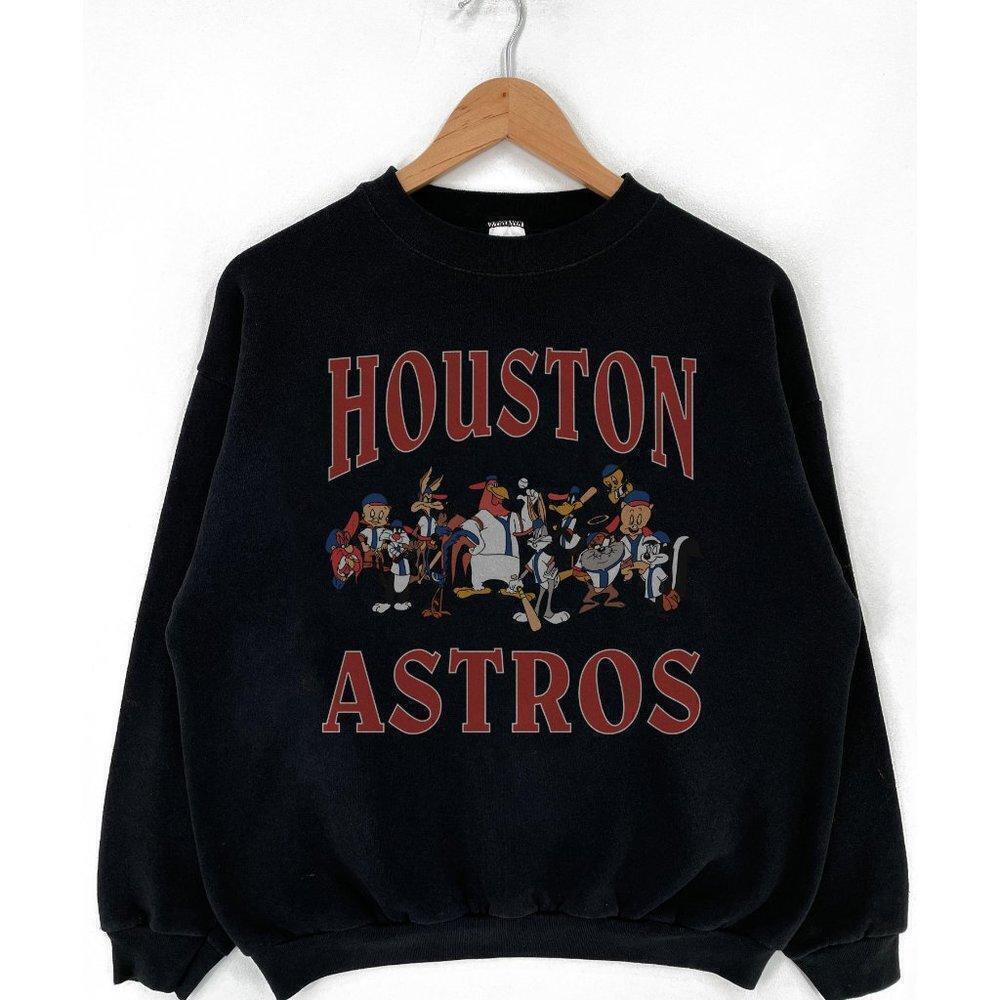 Retro Houston Astros Looney Tunes Baseball Champs Graphic Crewneck Sweatshirt